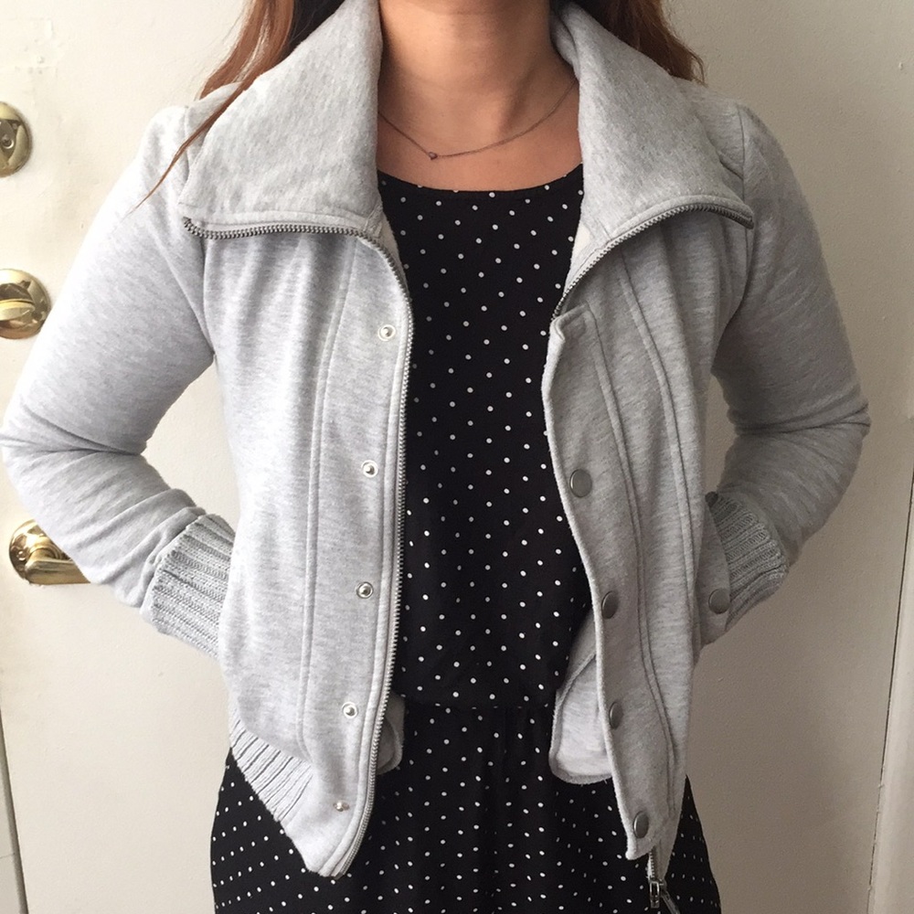 Grey Moto Style Jacket